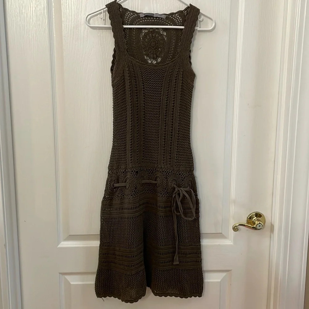 Athleta Brown Knit Crochet Dress Size XS Boho Festival